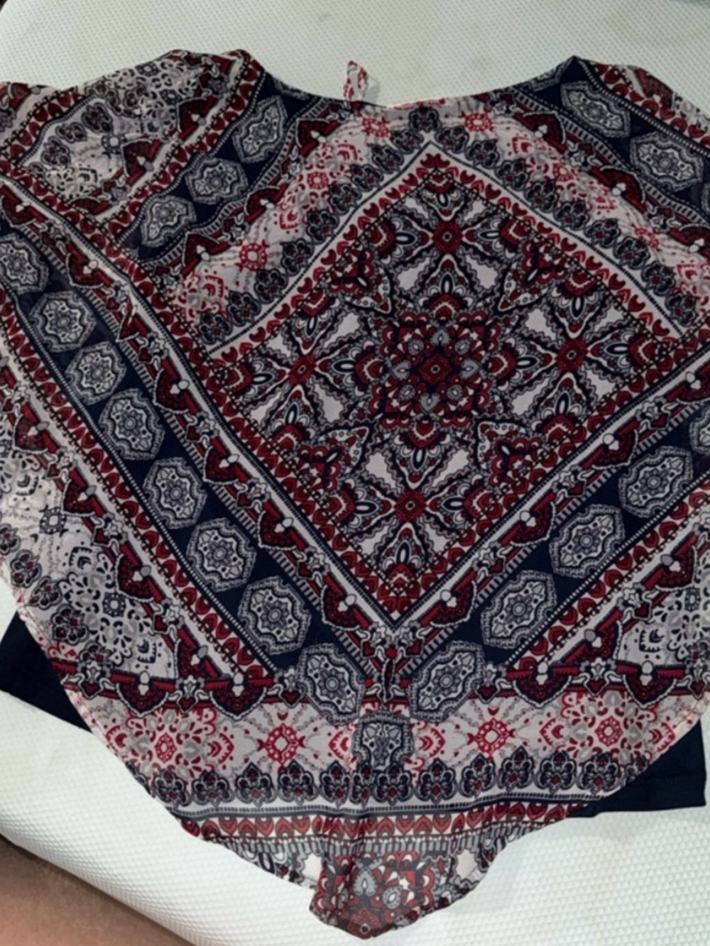 Westport Red, Navy & White Paisley Boho Blouse - Picture 5 of 6